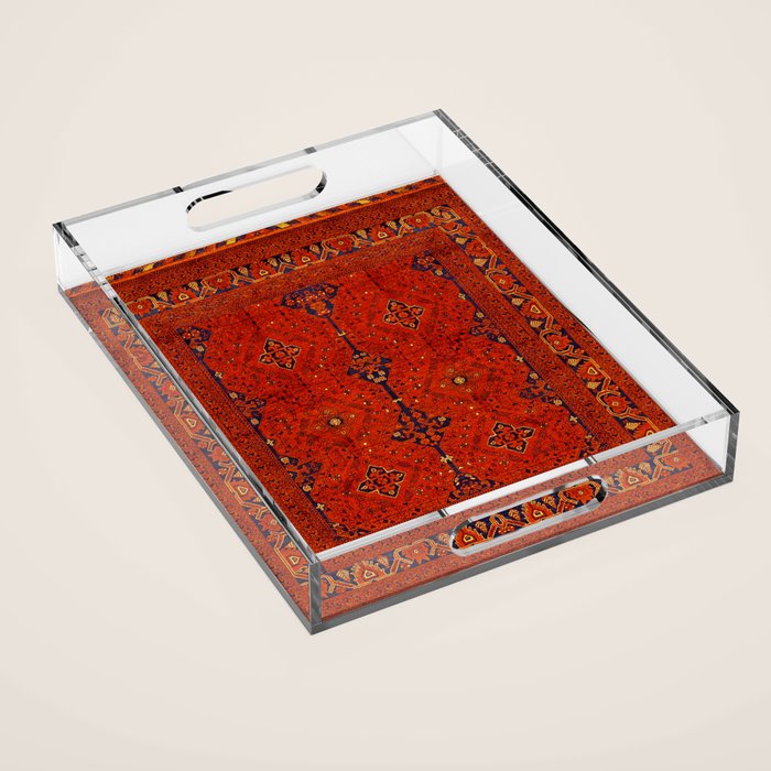 N194 - Red Berber Atlas Oriental Traditional Moroccan Style Acrylic Tray Gallery Image 1