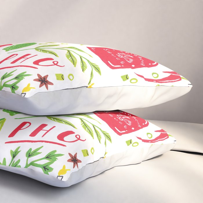Vietnamese Pho Soup Sriracha Pillow Sham Gallery Image 3