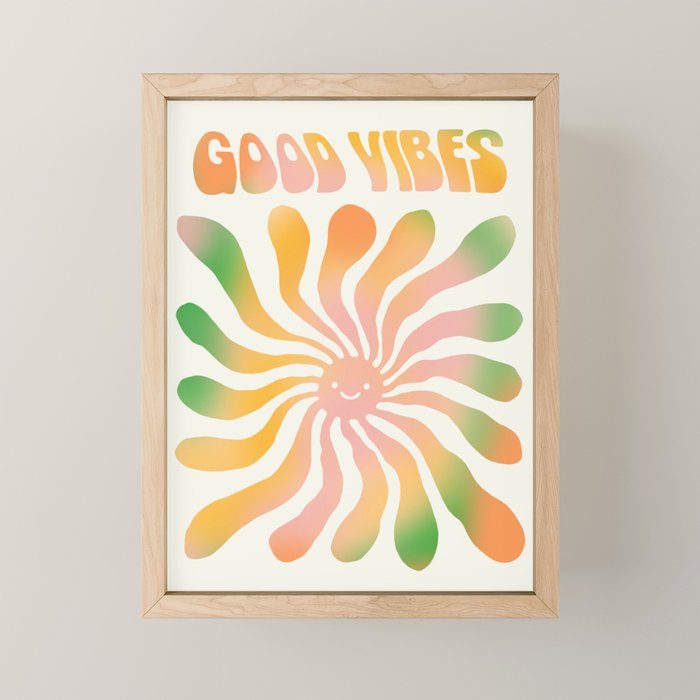 Good Vibes \\ Cute Sunshine  Mini Art Print Gallery Image 1