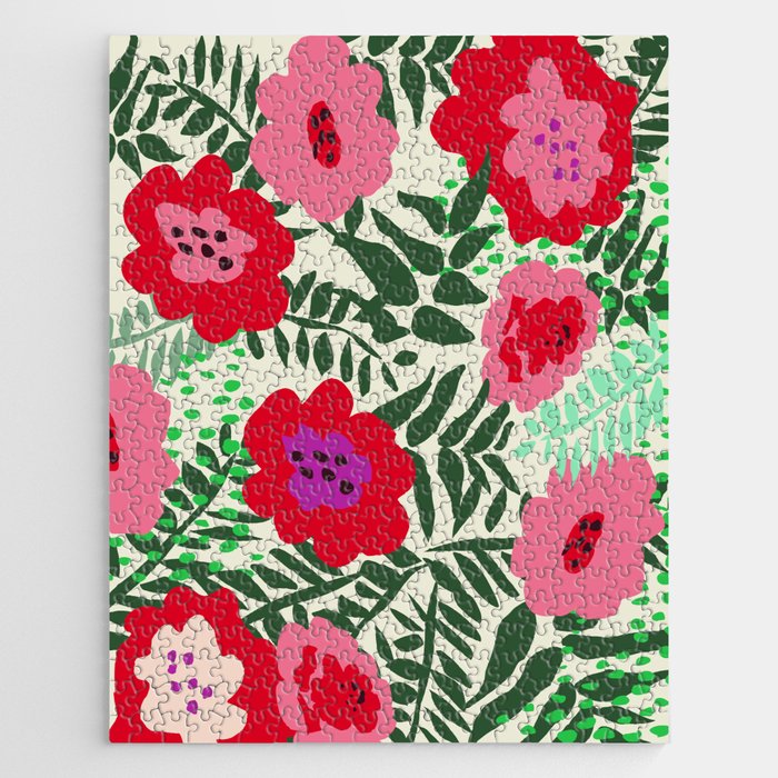 color matters: happy florals in pink light backround Jigsaw Puzzle Gallery Image 1