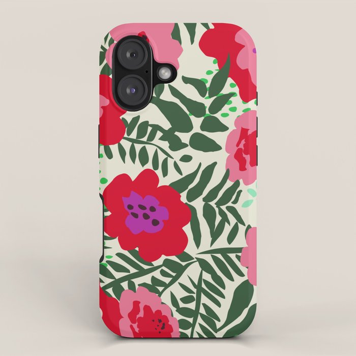 color matters: happy florals in pink light backround iPhone Case Gallery Image 1