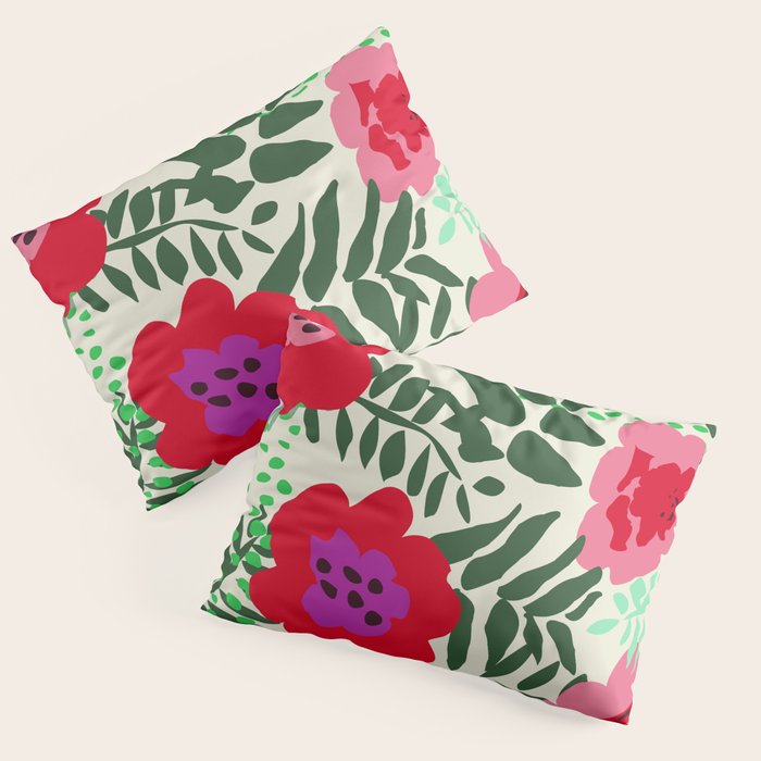 color matters: happy florals in pink light backround Pillow Sham Gallery Image 1