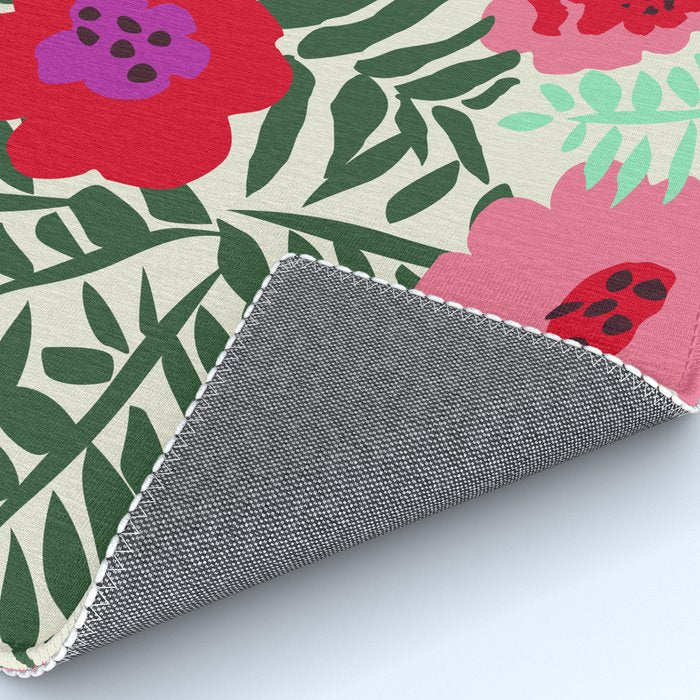 color matters: happy florals in pink light backround Rug Gallery Image 4