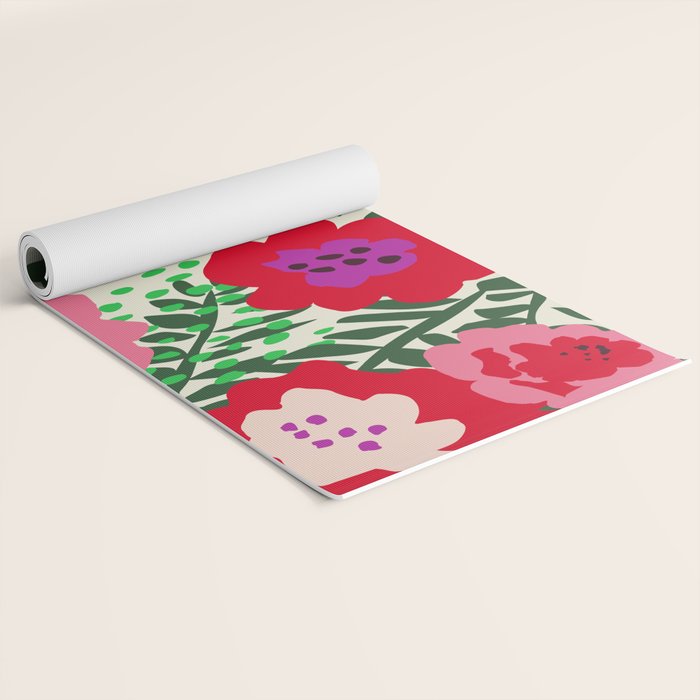 color matters: happy florals in pink light backround Yoga Mat Gallery Image 2