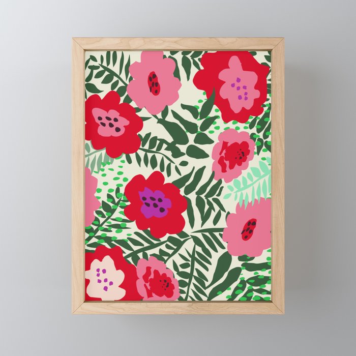 color matters: happy florals in pink light backround Mini Art Print Gallery Image 1