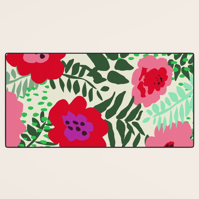 color matters: happy florals in pink light backround Desk Mat Gallery Image 3