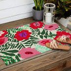 color matters: happy florals in pink light backround Outdoor Rug Gallery Image 2