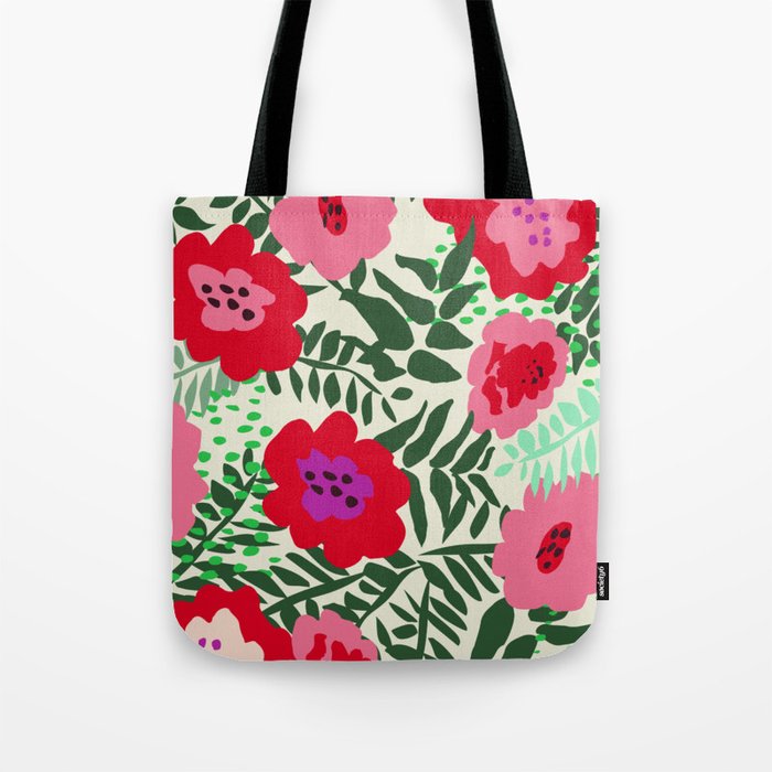 color matters: happy florals in pink light backround Tote Bag Gallery Image 1