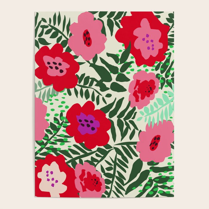 color matters: happy florals in pink light backround Poster Gallery Image 1