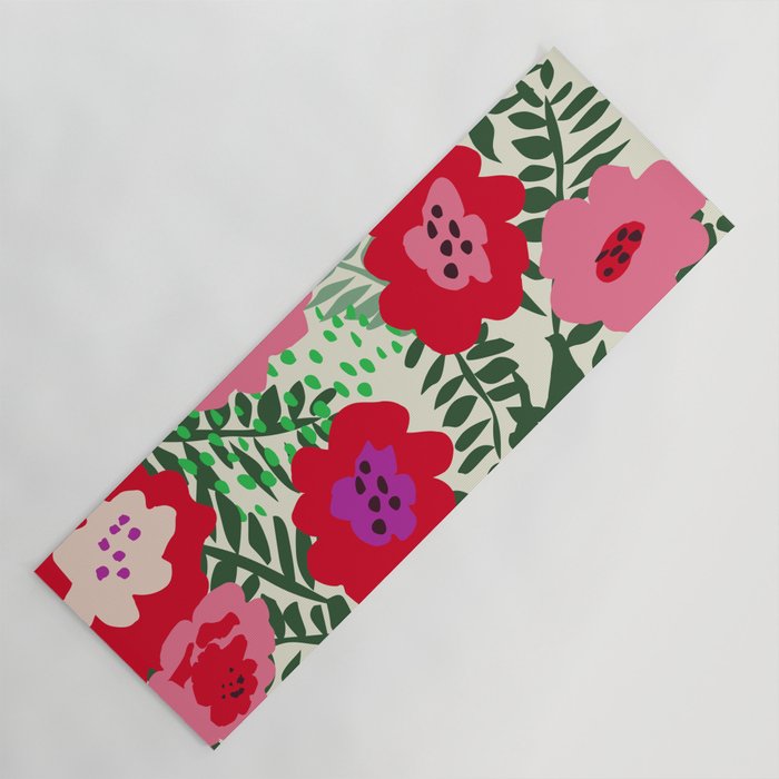 color matters: happy florals in pink light backround Yoga Mat Gallery Image 1