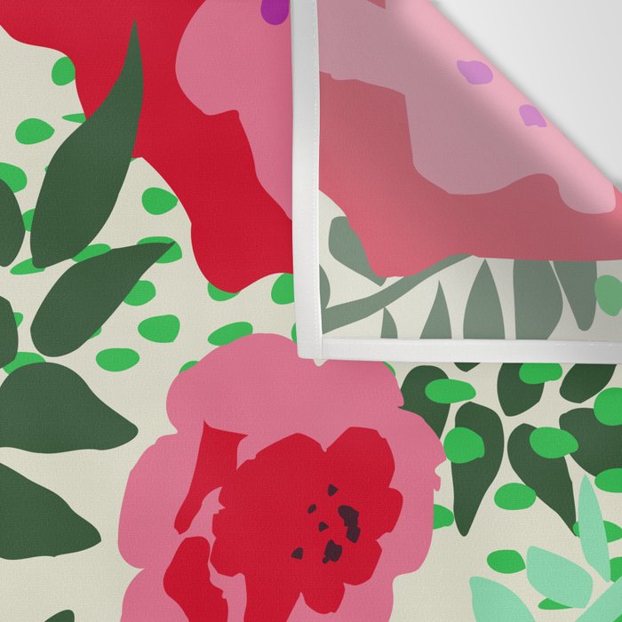 color matters: happy florals in pink light backround Wall Tapestry Gallery Image 3