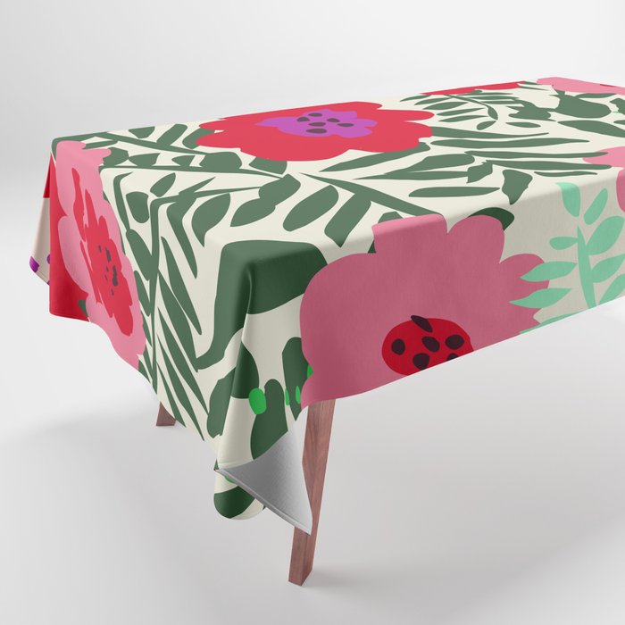 color matters: happy florals in pink light backround Tablecloth Gallery Image 1