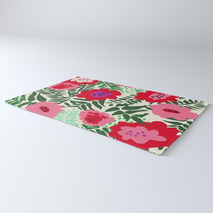 color matters: happy florals in pink light backround Rug Gallery Image 3