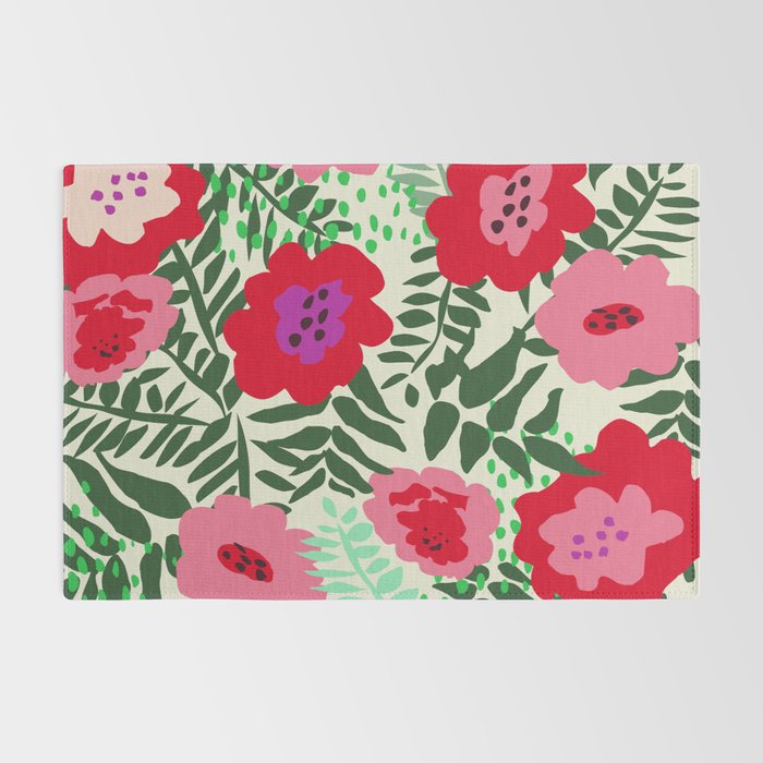 color matters: happy florals in pink light backround Rug Gallery Image 2