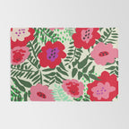 color matters: happy florals in pink light backround Rug Gallery Image 2