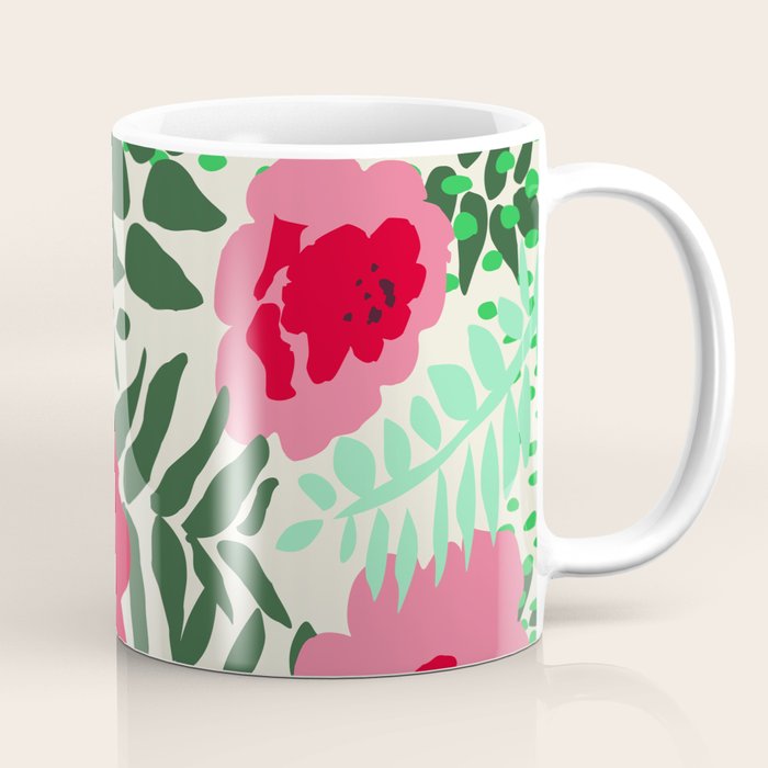 color matters: happy florals in pink light backround Coffee Mug Gallery Image 1