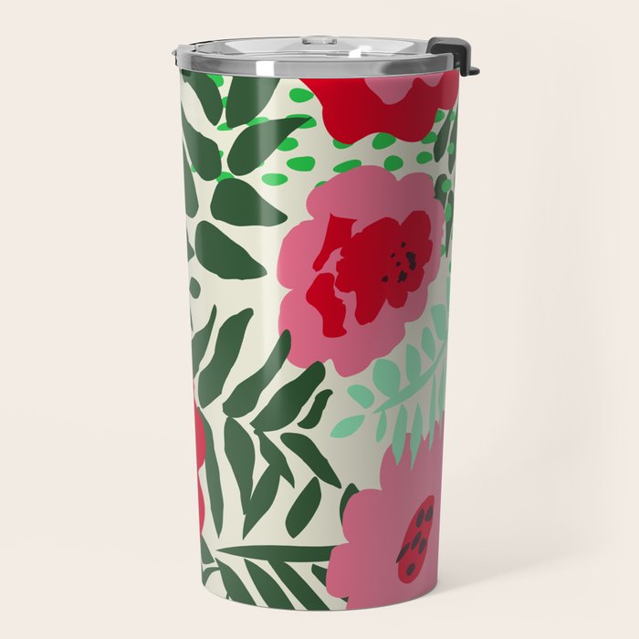 color matters: happy florals in pink light backround Travel Mug Gallery Image 2