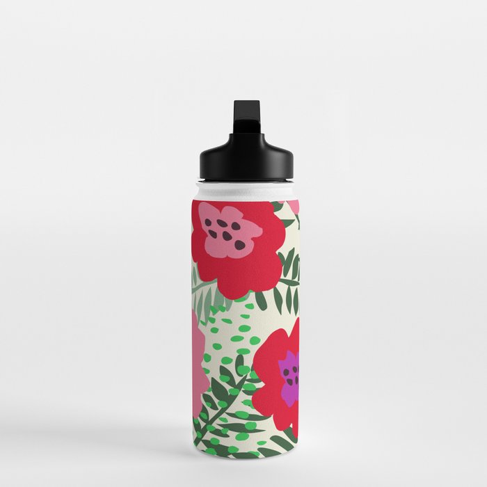 color matters: happy florals in pink light backround Water Bottle Gallery Image 3