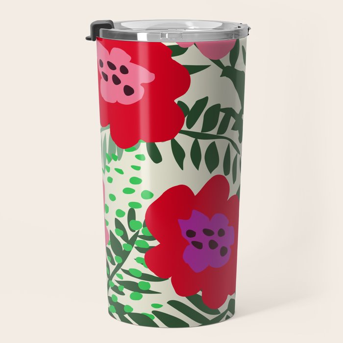 color matters: happy florals in pink light backround Travel Mug Gallery Image 3