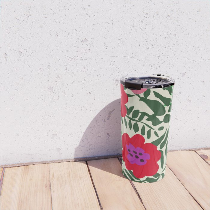 color matters: happy florals in pink light backround Travel Mug Gallery Image 4