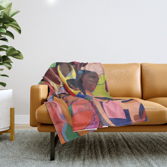 Identities, Woman Equality Human Rights, Female Individuality Feminist People, Friends Eclectic Bohemian Fashion Rustic Support System Painting  Throw Blanket Gallery Image 1
