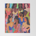 Identities, Woman Equality Human Rights, Female Individuality Feminist People, Friends Eclectic Bohemian Fashion Rustic Support System Painting  Throw Blanket Gallery Image 2