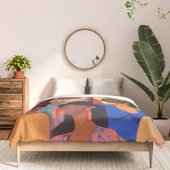 Identities, Woman Equality Human Rights, Female Individuality Feminist People, Friends Eclectic Bohemian Fashion Rustic Support System Painting  Comforter Gallery Image 3