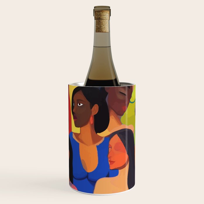 Identities, Woman Equality Human Rights, Female Individuality Feminist People, Friends Eclectic Bohemian Fashion Rustic Support System Painting  Wine Chiller Gallery Image 3