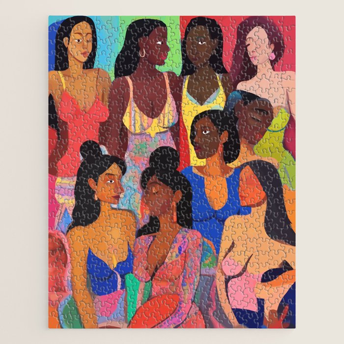 Identities, Woman Equality Human Rights, Female Individuality Feminist People, Friends Eclectic Bohemian Fashion Rustic Support System Painting  Jigsaw Puzzle Gallery Image 1