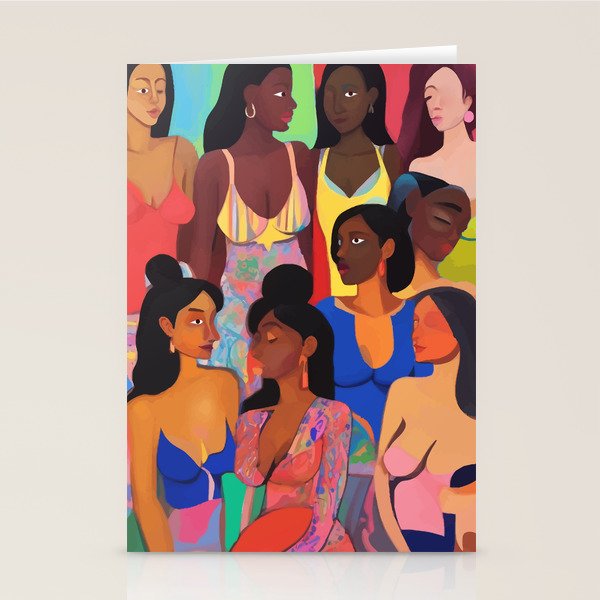 Identities, Woman Equality Human Rights, Female Individuality Feminist People, Friends Eclectic Bohemian Fashion Rustic Support System Painting  Stationery Card Gallery Image 2