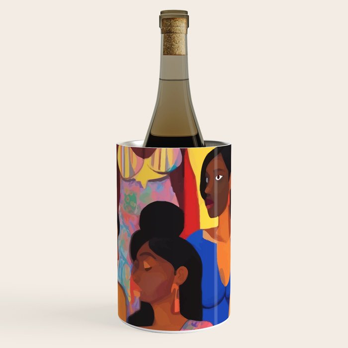 Identities, Woman Equality Human Rights, Female Individuality Feminist People, Friends Eclectic Bohemian Fashion Rustic Support System Painting  Wine Chiller Gallery Image 1