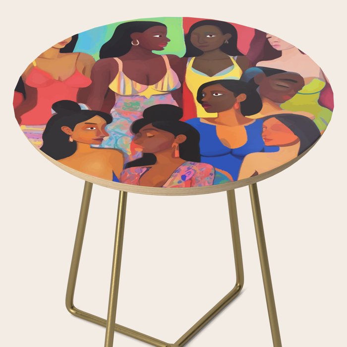 Identities, Woman Equality Human Rights, Female Individuality Feminist People, Friends Eclectic Bohemian Fashion Rustic Support System Painting  Side Table Gallery Image 2