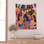 Identities, Woman Equality Human Rights, Female Individuality Feminist People, Friends Eclectic Bohemian Fashion Rustic Support System Painting  Wall Tapestry Gallery Image 2