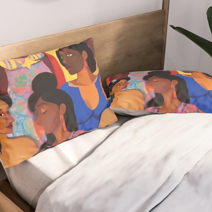Identities, Woman Equality Human Rights, Female Individuality Feminist People, Friends Eclectic Bohemian Fashion Rustic Support System Painting  Pillow Sham Gallery Image 2