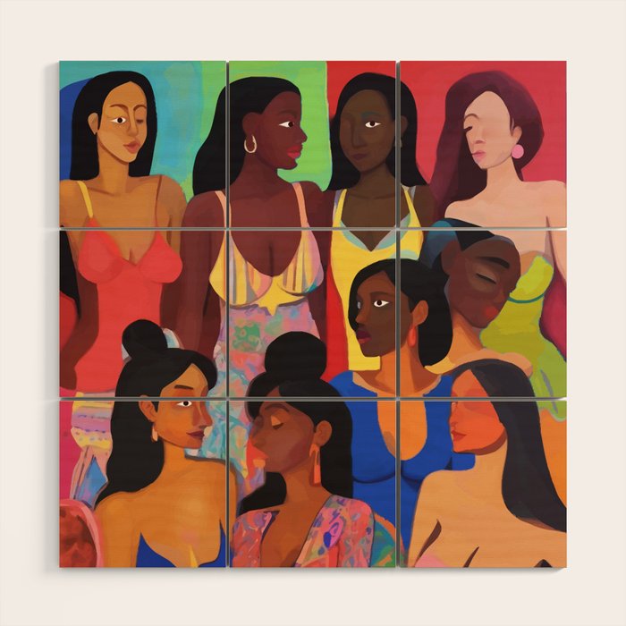 Identities, Woman Equality Human Rights, Female Individuality Feminist People, Friends Eclectic Bohemian Fashion Rustic Support System Painting  Wood Wall Art Gallery Image 1