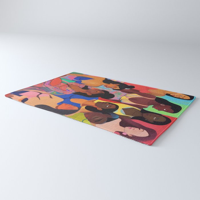 Identities, Woman Equality Human Rights, Female Individuality Feminist People, Friends Eclectic Bohemian Fashion Rustic Support System Painting  Rug Gallery Image 3