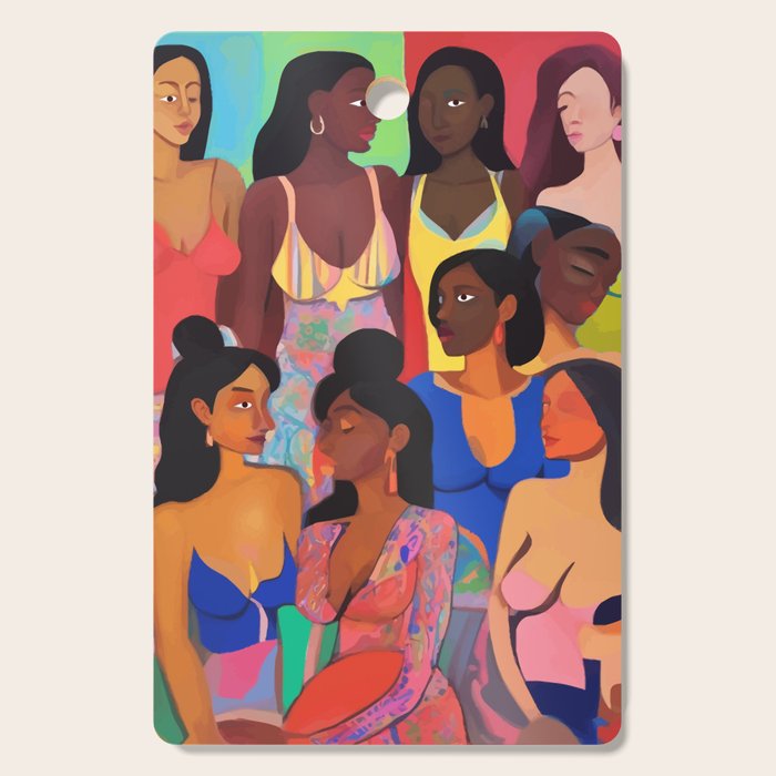 Identities, Woman Equality Human Rights, Female Individuality Feminist People, Friends Eclectic Bohemian Fashion Rustic Support System Painting  Cutting Board Gallery Image 1