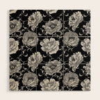Goth Romantic Vintage Peonies Wood Wall Art Gallery Image 1