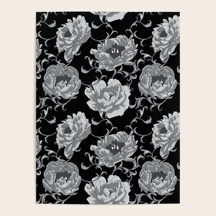 Goth Romantic Vintage Peonies Poster Gallery Image 4