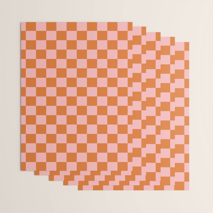 Checkerboard Mini Check Pattern in Pink and Orange Wrapping Paper Gallery Image 3