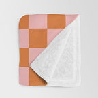 Checkerboard Mini Check Pattern in Pink and Orange Throw Blanket Gallery Image 3