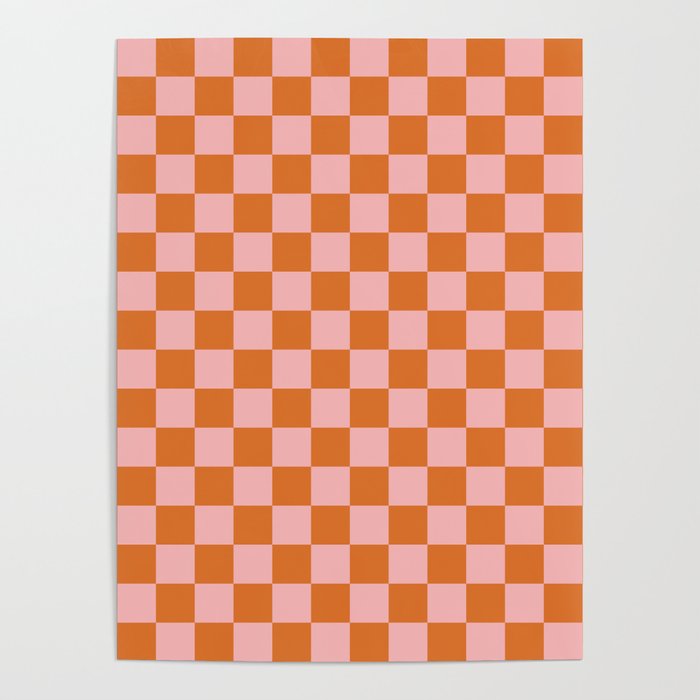 Checkerboard Mini Check Pattern in Pink and Orange Poster Gallery Image 4