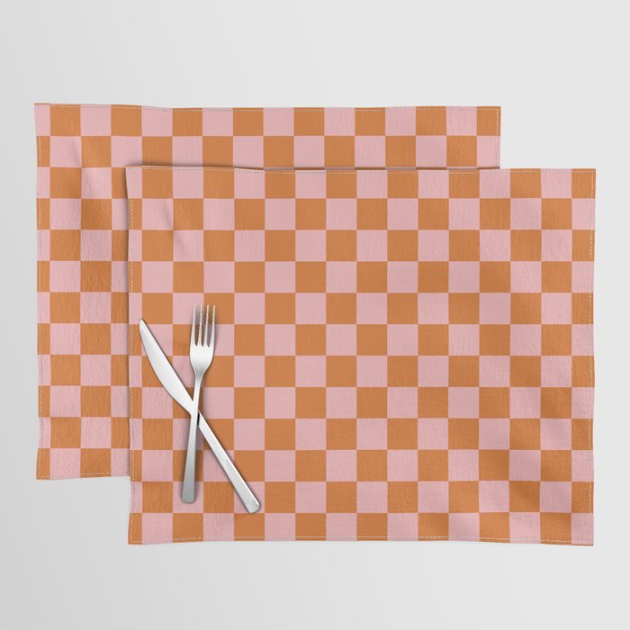 Checkerboard Mini Check Pattern in Pink and Orange Placemat Gallery Image 1