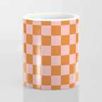 Checkerboard Mini Check Pattern in Pink and Orange Coffee Mug Gallery Image 4