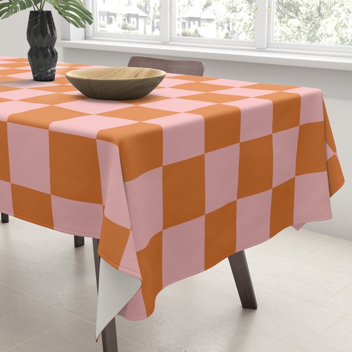 Checkerboard Mini Check Pattern in Pink and Orange Tablecloth Gallery Image 3