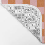 Checkerboard Mini Check Pattern in Pink and Orange Bath Mat Gallery Image 2