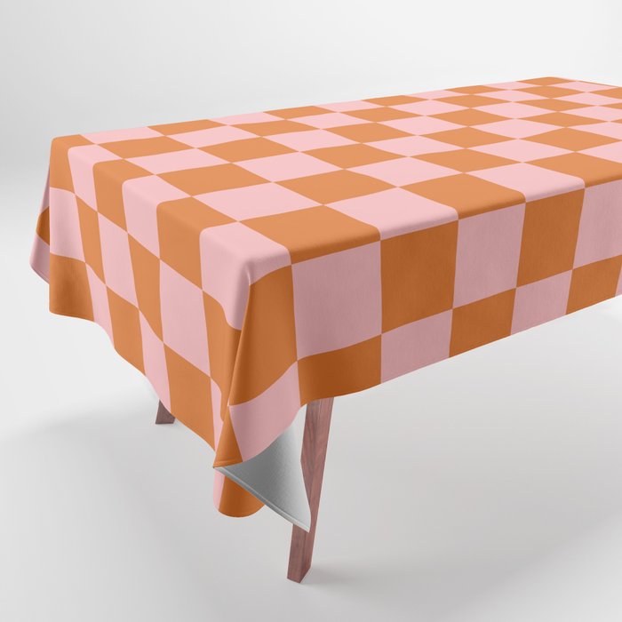 Checkerboard Mini Check Pattern in Pink and Orange Tablecloth Gallery Image 1