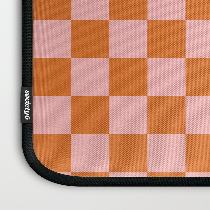Checkerboard Mini Check Pattern in Pink and Orange Laptop Sleeve Gallery Image 3