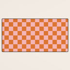 Checkerboard Mini Check Pattern in Pink and Orange Desk Mat Gallery Image 3