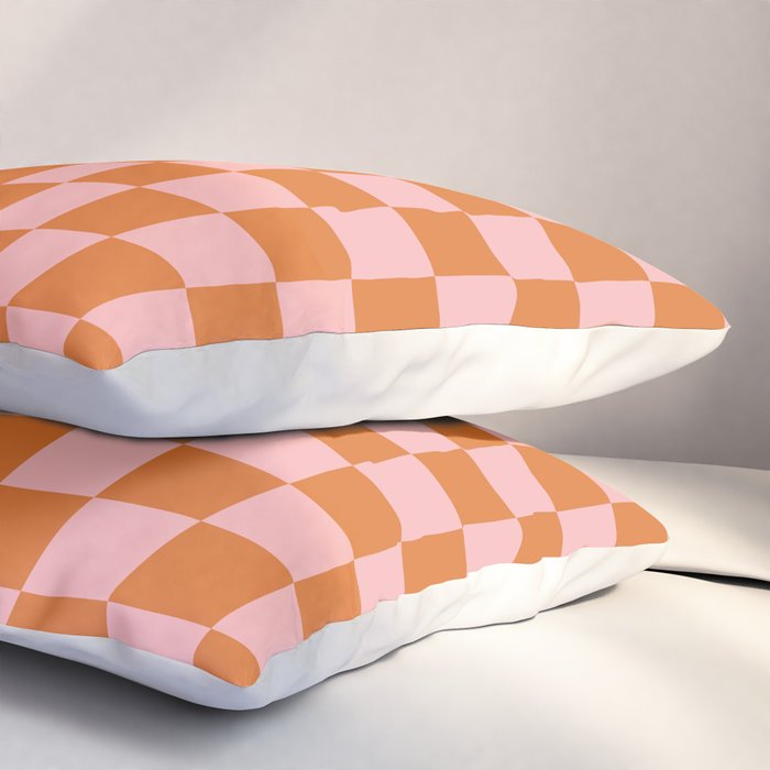 Checkerboard Mini Check Pattern in Pink and Orange Pillow Sham Gallery Image 3